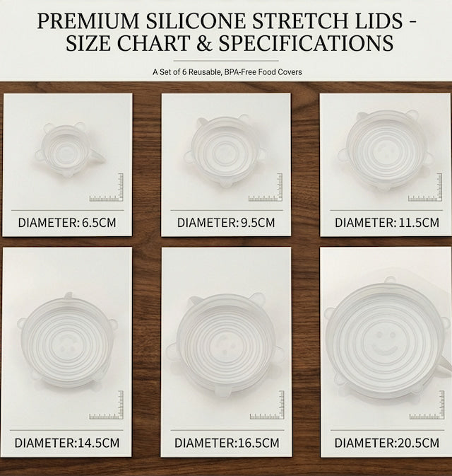 6 Pack Reusable Stretch Silicone Lids